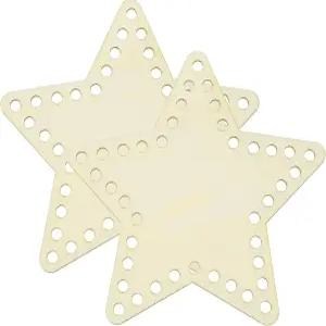 파티킬 2Pcs 크로셰 바구니 베이스 6 x 인치 별 모양 바닥 셰이퍼 빈 나무 가방 만들기 용품 직조 뜨개질