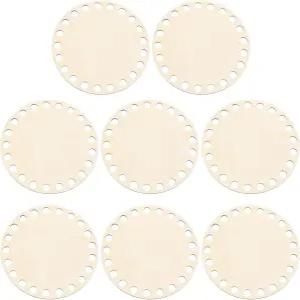 PATIKIL 4인치 지름 코바늘 바구니 바닥 8개의 원형 빈 뜨개질 나무 받침대 DIY 공예 직조 제작 용품 홈