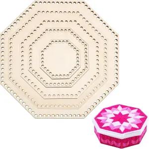 야야티 5 PCS 나무 바구니 바닥 육각형 코바늘 뜨개질 베이스 셰이퍼 DIY 공예 직조 제작 용품