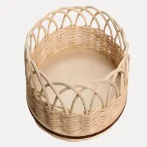 원형 바구니 직조 키트 - 성인 및 청소년을 위한 DIY 라탄 공예 세트 수제 위커 제작 천연 소재 직경 16cm