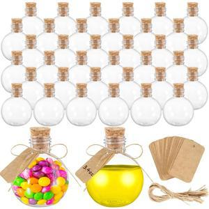 구형 플라스틱 물약 병 공 모양 둥근 코르크와 태그가  3.4 모래 아트 장식 사탕