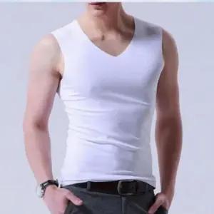 남성 쿨 골지 무봉제 런닝 나시 V넥 심리스 면티