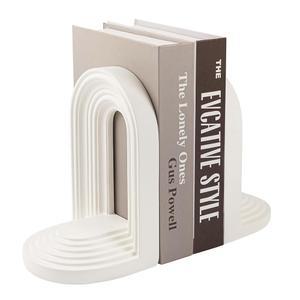 AELS 모던 북엔드, 미드 센추리 아치 헤비 듀티 독특한 장식용 북엔드 선반 지지대, 오피스 데스크톱 북 스탠드, 책/영화/CD용 스토퍼, 크림