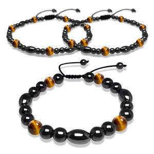 히온 2팩 마그네틱 테라피 발찌 팔찌 + 여성/남성용 1팩 팔찌, 면역력 강화 헤마이트 타이거 보석 세트