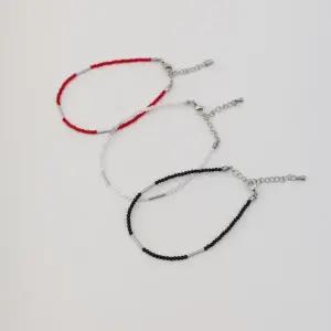 |KMA859A|여성용 써지컬스틸 레이어드 컬러 비즈 슬림 팔찌