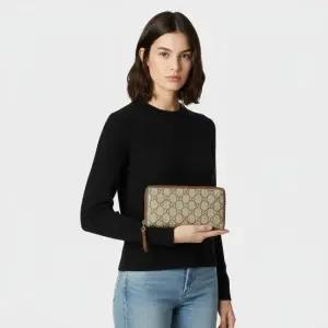 여성 GG 캔버스 베이지에보니브라운 장지갑 819122 FAD6L 9758