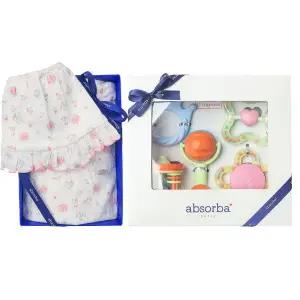 갤러리아 (압소바출산,백일,내의)로엘요루반소바디슈트(모자)+5종딸랑이세