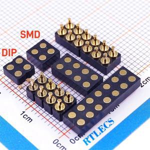 5Pcs 대상 패드 커넥터 2.54 그리드 4 6 8 10 12 14 16 20 극 암 스프링 포고 핀 헤더 소켓 전원 충전 DIP