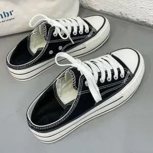 여자 2컬러 도톰 통굽 키높이 스니커즈 데일리 캔버스 WFFIF8A