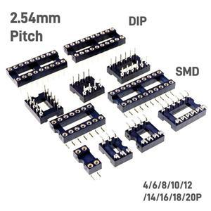 SMD DIP IC 소켓 접촉 클립 표면 장착 가공 리셉터클 2.54mm 피치 4 6 8 10 12 14 16 18 20 24 핀 행 7.62m