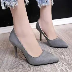 심플 스웨이드 뾰족코 펌프스힐 스틸레토 하이힐 11cm WFF8637