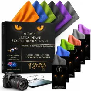 TOVO PRIME 안경 및 카메라용 극세사 렌즈 클리닝 천 6팩 호주 디자인 6 x7 230 GSM 클리너 스크린 태블릿