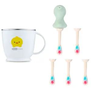 에디슨 유아 양치컵 스텐 미세모 칫솔 교체용 세트