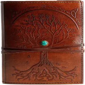 가죽 저널 인 브라운 7x5 리필 가능한 안감 종이 트리 오브 라이프 핸드메이드 필기 노트 다이어리 바운드