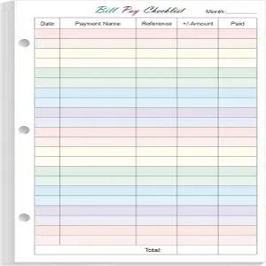 반지 미니 바인더 3개용 반 글자 크기 결제 체크리스트 리필 - 50매/100페이지 컬러풀 월 예산서 100gsm