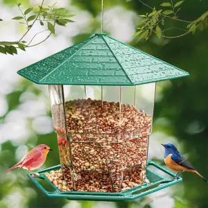 EALLO 야외 걸이 새 모이통 - 4.3LB 시드 접이식 내구성 및 누수 방지 360° 급이 내후성 청소하기 쉽고