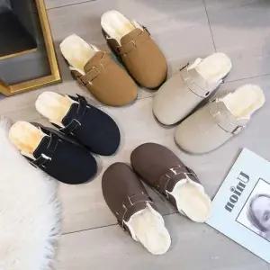 심플 베이직 트렌드 겨울 4컬러 여성 털 슬리퍼 WF8E88B