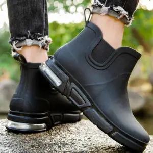 블랙 원컬러 에어쿠션 데일리 첼시 레인부츠 WF8AACD