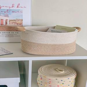 북유럽 스타일 심플 코튼 로프 엮은 대용량 수납 바구니 간식 장난감 잡화 등 가정용