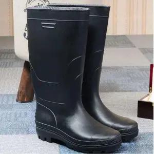 남자 깔끔한 롱 작업화 레인부츠 방수 올블랙 장화 WE4F8F4