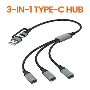 Elough USB to C타입 허브 충전 케이블 변속기 분배기 어댑터 OTG 컴퓨터 도킹 3 in 1 포트