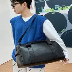 남성 블랙 레더 신발 분리 보관 스포츠가방 보스턴백 WFFLR0D