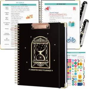 오스펠레프 스파이럴 바운드 날짜 미정 플래너 데일리 주간 월간 학생 2026 블랙 시간제 작업 하드커버 8.5