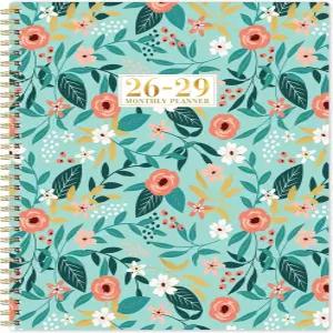 2026-2029 월간 플래너/캘린더 - 2026년 7월 6월 9 × 11 3년 플래너 탭 백 포켓 트윈 와이어 바인딩