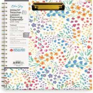 블루 스카이 2026-2027 주간 및 월간 학년 교사 수업 플래너 캘린더 클립보드 포함 2026년 7월 - 2027년