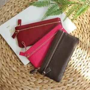 F8018 소가죽 카드지갑 심플 지퍼형 장지갑 WFFKV1T