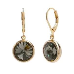10mm 크리스탈 레버백 귀걸이 블랙다이아 골드 WFFID2F