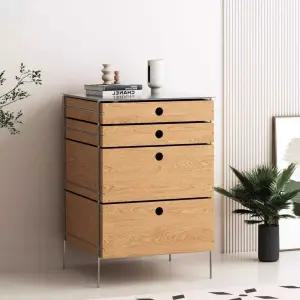 스테인레스 상판 서랍장 우드 주방 거실 수납장 쇼룸