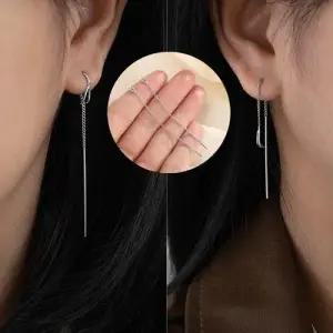 14k 백금 도금 롱 와이어 귀걸이 WFFKCL8