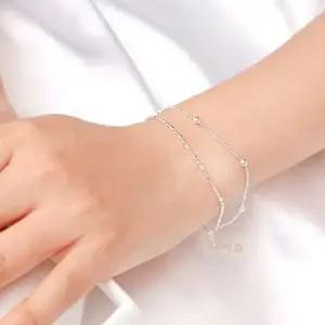 92.5 실버 포인트 두줄 볼 체인 은 팔찌 WFFLACL