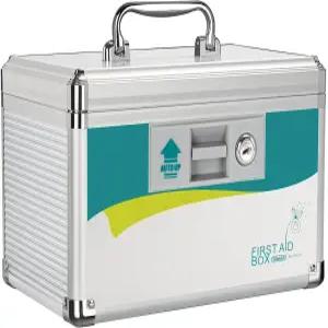 글로센 의약품 자물쇠 상자 잠금 소형 10x6.7x6.7 인치 응급 처치 키