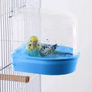 소형 조류 목욕통 새장 부착형 투명 물놀이 용품 애완 새 위생 관리 케이지