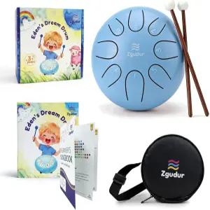 즈구두르 음악 창작 타악기 드럼 스틸 텅 레인 계몽 3세 이상에게 적합한 장난감 대체 악기 (파란색 8 노트