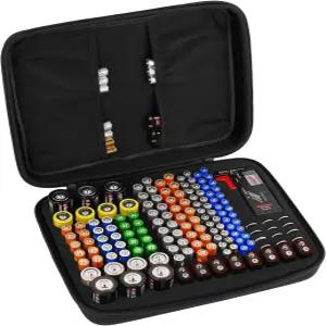 배터리 정리함 보관함 금고 케이스 방수 방폭 홀더 박스 운반 용기 가방(148개의 AA AAA C D 9V 보관)