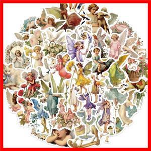 50개입 유화 요정 동화 귀여운 천사 스티커 레트로 스케이트보드 노트북 장식용 랩탑 자전거 여행가방 만화