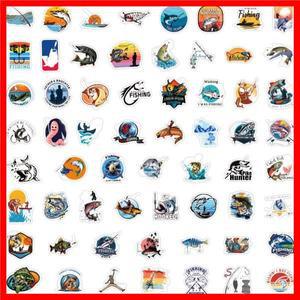 60개/팩 낚시 스티커 방수 스케이트보드 오토바이 기타 여행가방 노트북 자전거