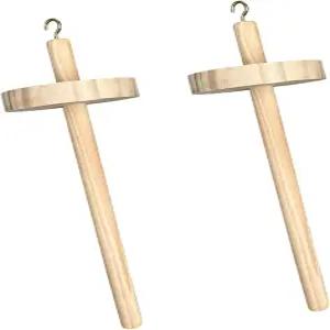 DIY 드롭 스핀들 탑 휠 실 짜개 핸드 크랭크 나무 물레 만들기용 방적 도구 2개 세트