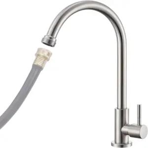 크로버 냉수 수도꼭지 전용 - 브러시드 니켈 스테인리스 스틸 싱글 홀 세탁 실외 3/4인치 스레드 엔드 가든