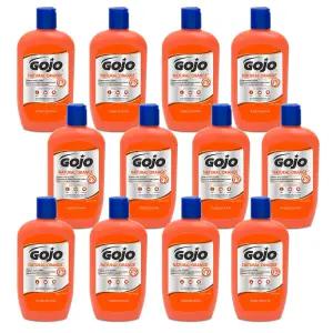 GOJO 내추럴 오렌지 퍼미스 핸드 클리너 14온스 퀵 액팅 로션 플립 캡 스퀴즈 병 (12팩) - 0957-12