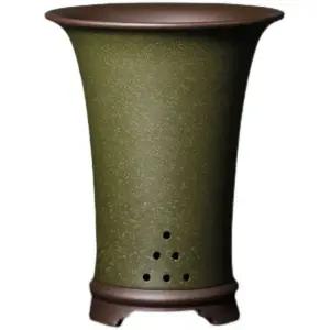 난초화분 동양난 토분 분재용 분갈이 도자기 그린핑크 중간