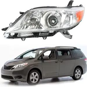 토요타 시에나 2011-2018 운전석용 앰버 코너 프로젝터 헤드램프의 랩워크 헤드라이트 어셈블리 교체