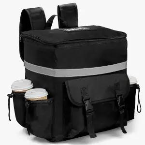 아크시오 음식 배달 백팩 단열 재사용 피자 가방 4컵 홀더 자전거용 방수 보온 케이터링 반사 스트립