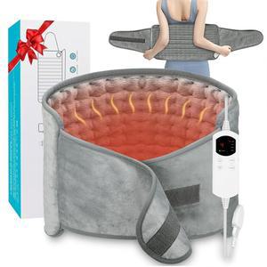 허리 생리통을 위한 칼리도 온열 패드 벨트가 26인치인 12인치 x24인치 대형 전기 6가지 레벨 자동 차단 여성 남성 아빠를 선물 그레이 DS JU