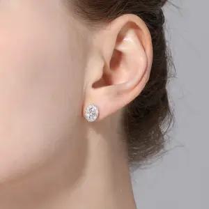 18K GP 아르코 헤일로 시뮬럿 다이아 귀걸이 silver925