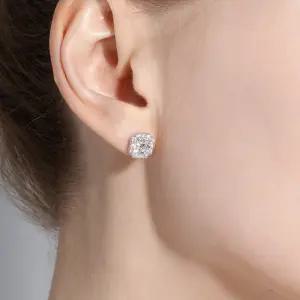 18K GP 셀린 스퀘어 시뮬럿 다이아 귀걸이 silver925