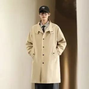 픽호샵 하프 남친 캐주얼 키작남 칼라 싱글 오버사이즈 코트 봄가을 트렌치 차이나 꾹3